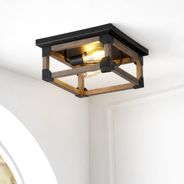 Cheshire 13" Iron Rustic Farmhouse LED Flush Mount - JONATHAN Y